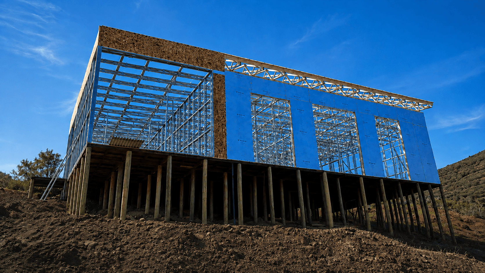 Construcción de casa mediterránea en palafito de 130 metros cuadrados en Punitaqui realizada por E.K. PROCONS